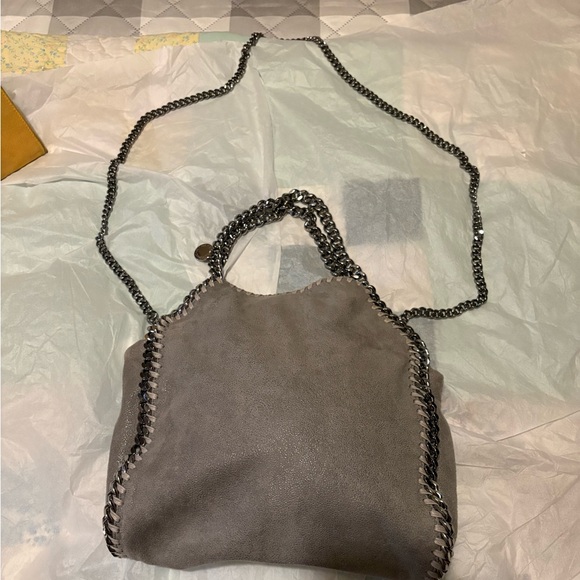 Stella McCartney Gray Chain-Embellished Shoulder Bag